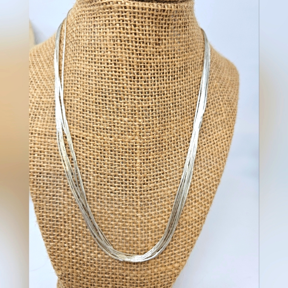 Liquid Silver 10 strand Necklace